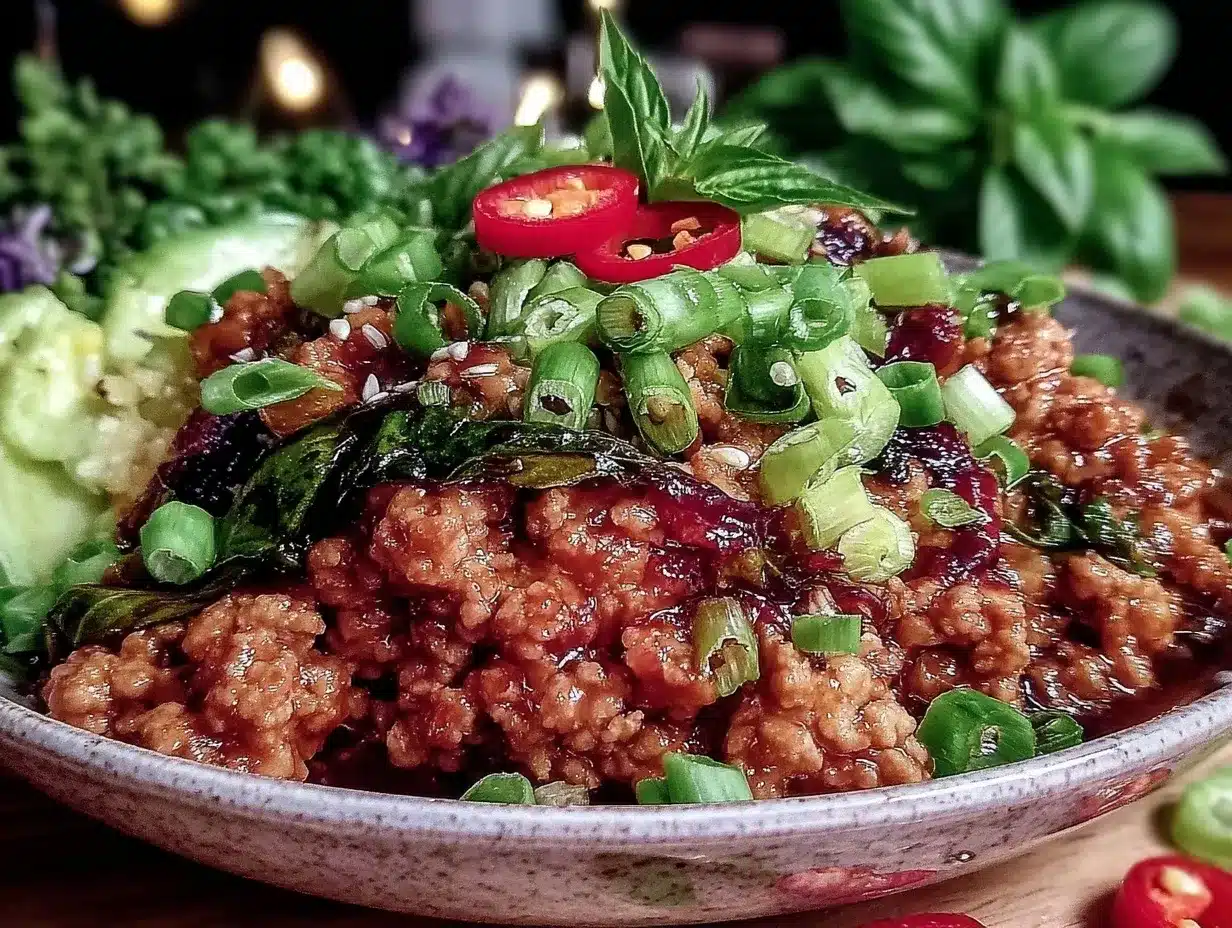 quick Thai basil ground turkey stir-fry preparation steps