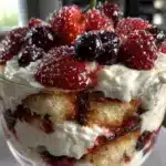 red white and blue berry trifle - featured image