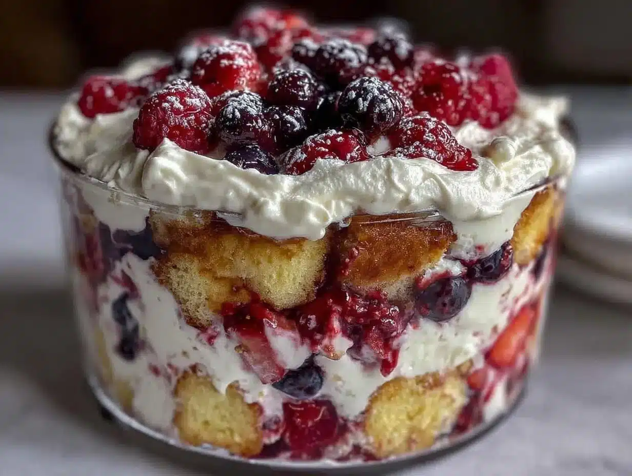 red white and blue berry trifle preparation steps
