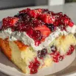 red white and blue poke cake - featured image