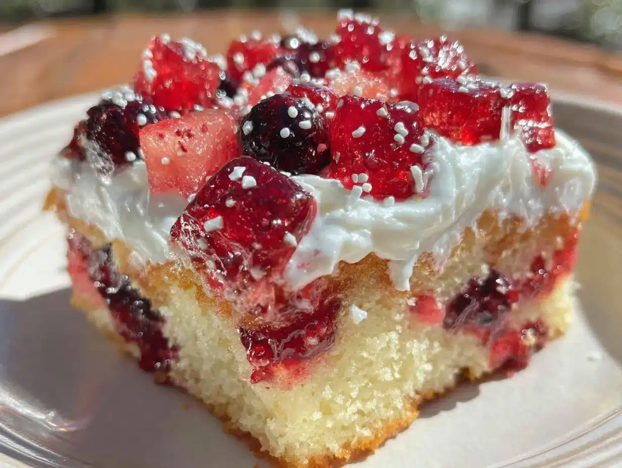 red white and blue poke cake preparation steps