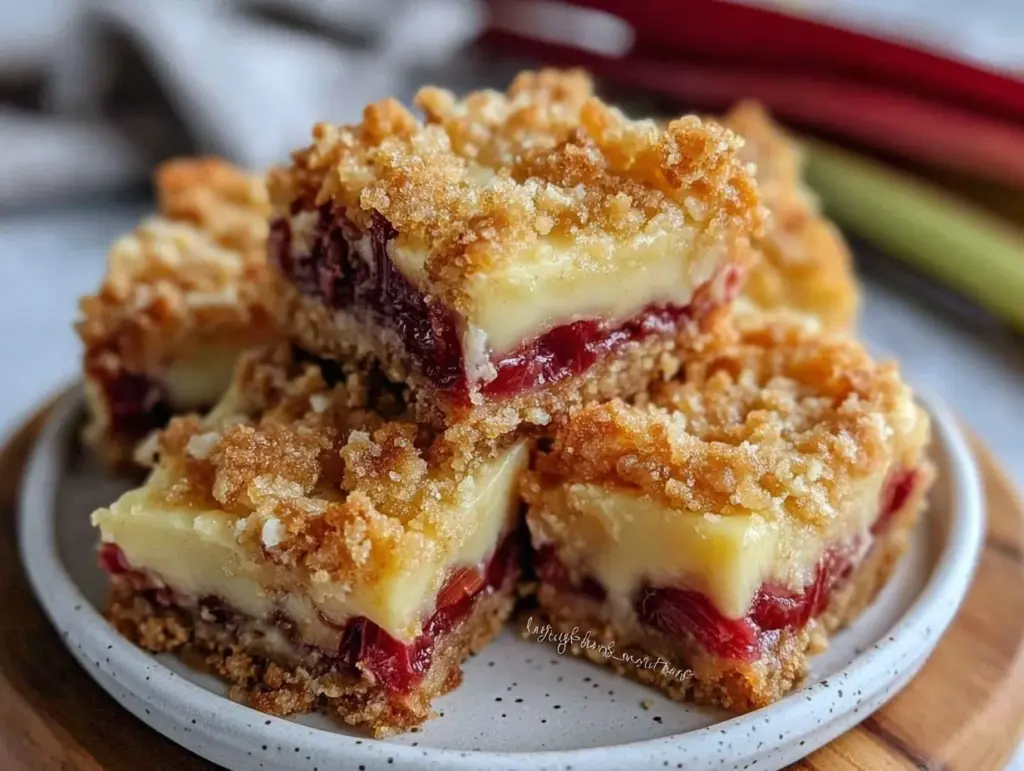 rhubarb custard bars - featured image