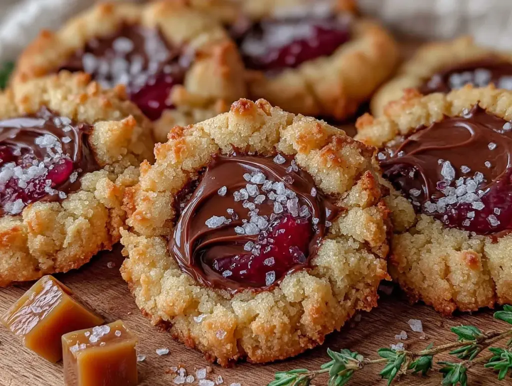 salted caramel thumbprint cookies - featured image