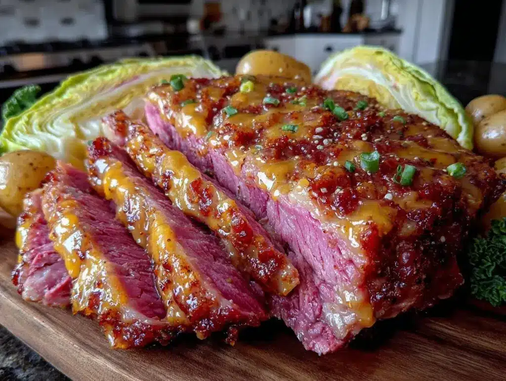 slow cooker corned beef and cabbage - featured image