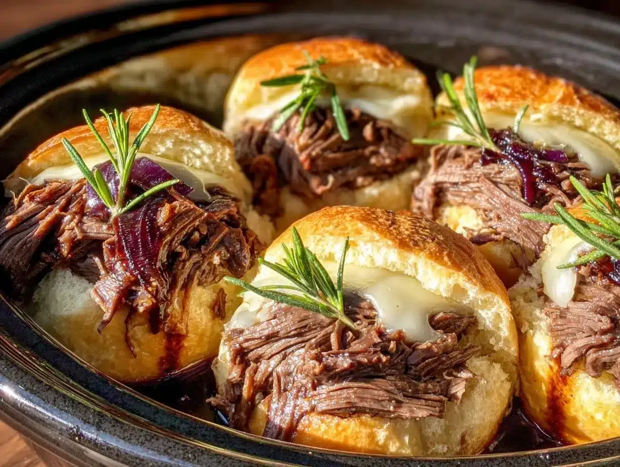 slow cooker french dip sliders preparation steps