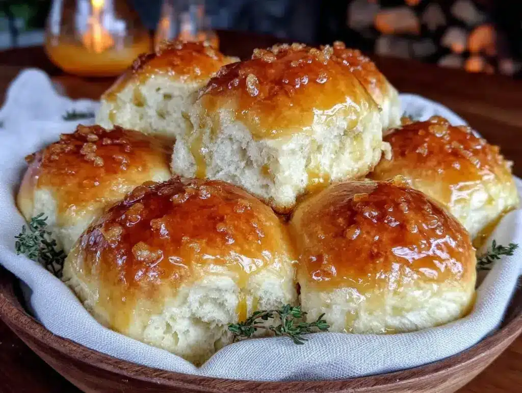 soft fluffy honey butter dinner rolls - featured image