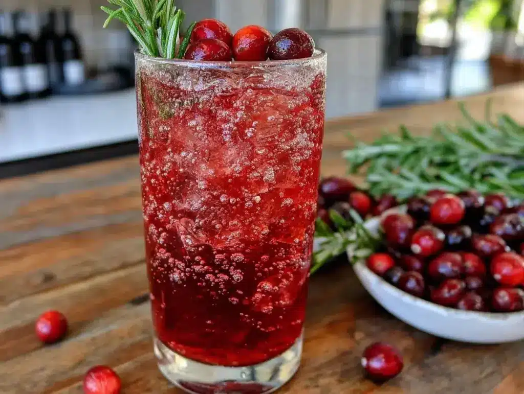 sparkling cranberry mocktail - featured image