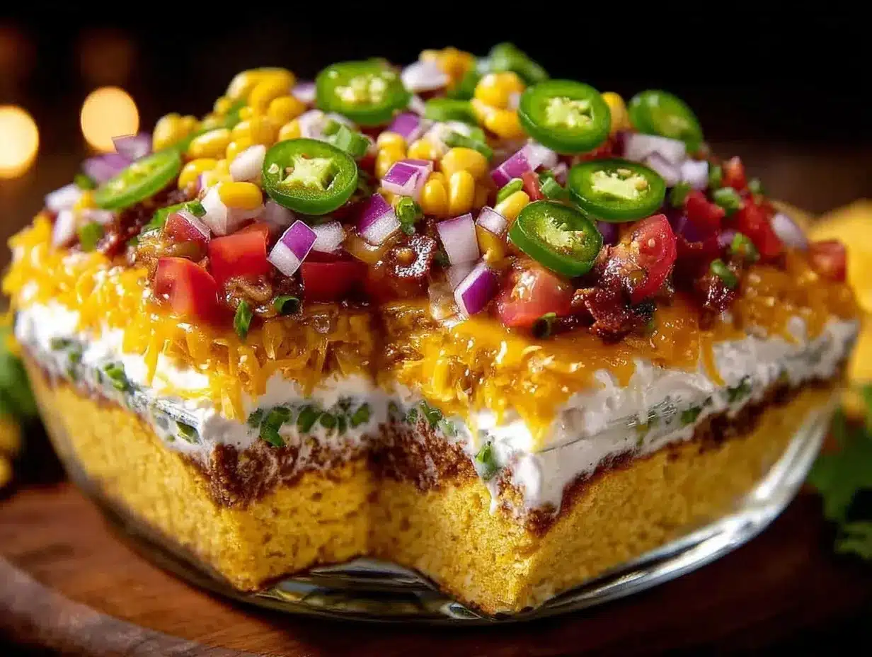 taco dip seven layer casserole preparation steps
